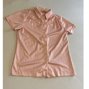 Vintage Lee Mar Pageantry Knit Pink Button Down Blouse M